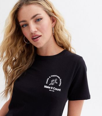 Black Make It Count Logo T-Shirt | New Look