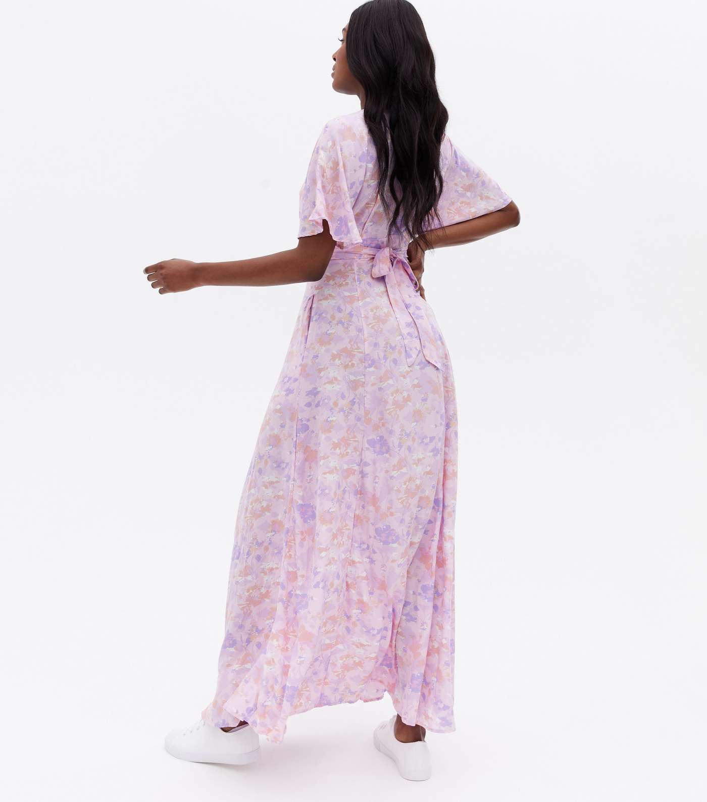 Blue Vanilla Pink Floral Button Front Maxi Dress Image 4