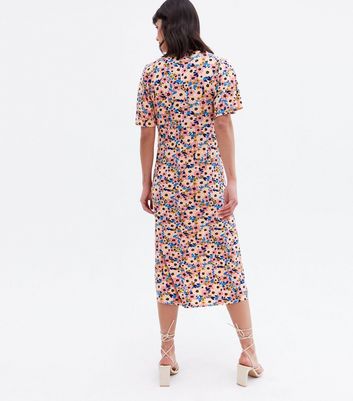 Blue Vanilla Pink Floral Flutter Sleeve 