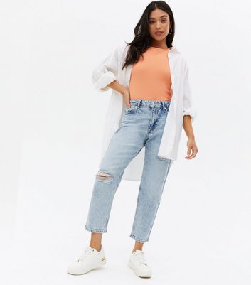 Petite Blue Bleach Wash High Waist Slim 