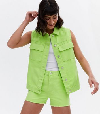 Green Denim Sleeveless Gilet | New Look
