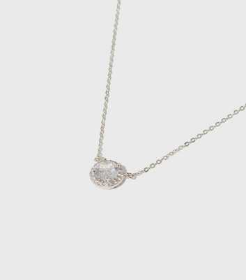 Clear Cubic Zirconia Round Pendant Necklace