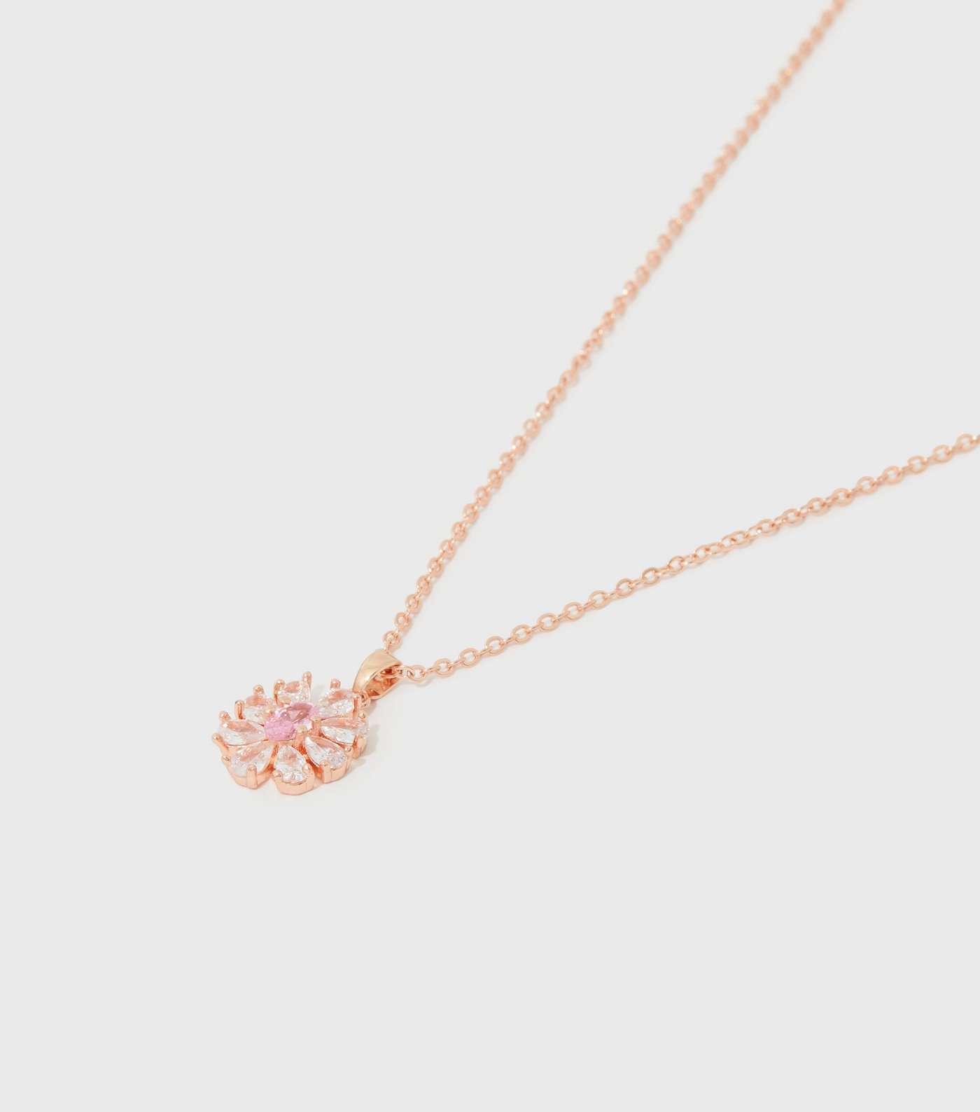 Pink Cubic Zirconia Flower Pendant Necklace Image 2