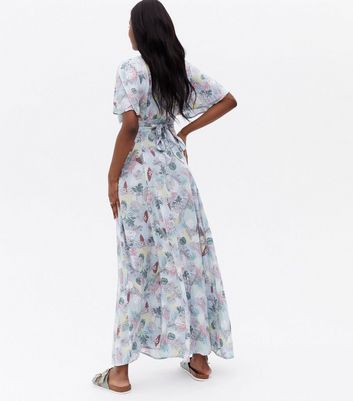 Blue Vanilla Blue Floral Button Front Maxi Dress New Look