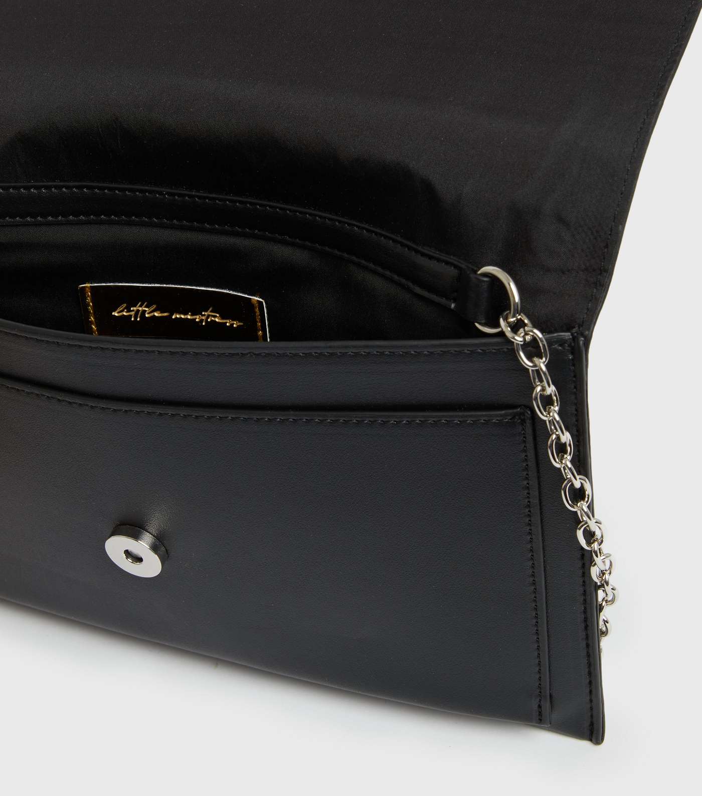 Little Mistress Black Diamanté Chain Clutch Bag Image 4