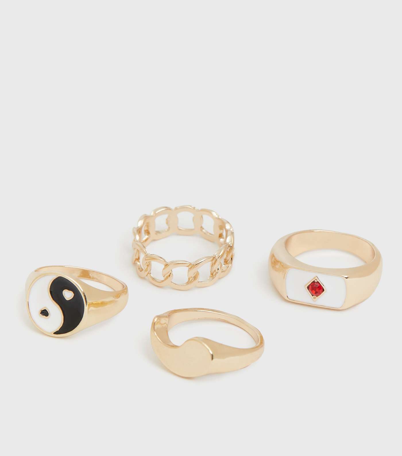 The Perfect Balance 4 Pack Gold Yin and Yang Stacking Rings Image 3