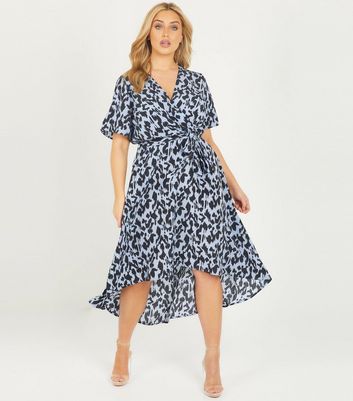 blue leopard print wrap dress