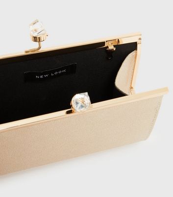 shop for Gold Metallic Gem Clasp Clutch Bag New Look at Shopo