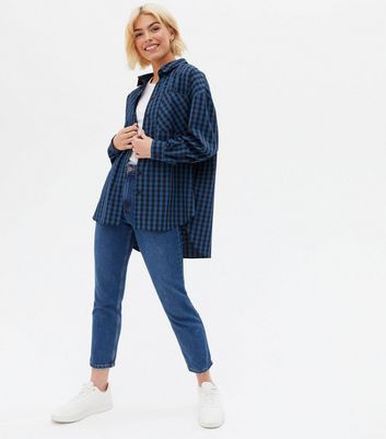 Click to view product details and reviews for Blue Gingham Oversized Shirt New Look.