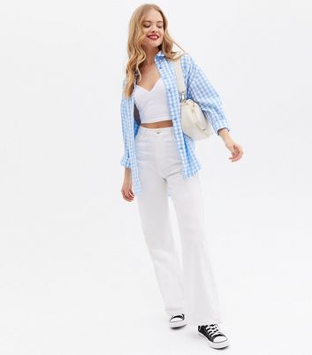 Bright Blue Gingham Oversized Shirt New Look