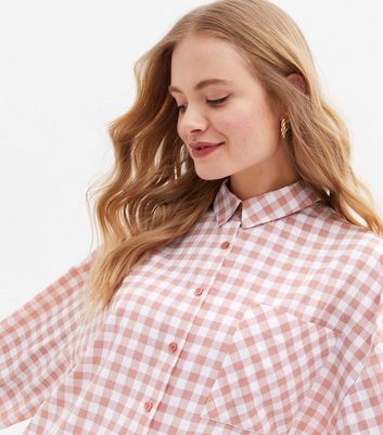 Click to view product details and reviews for Pink Gingham Oversized Shirt New Look.