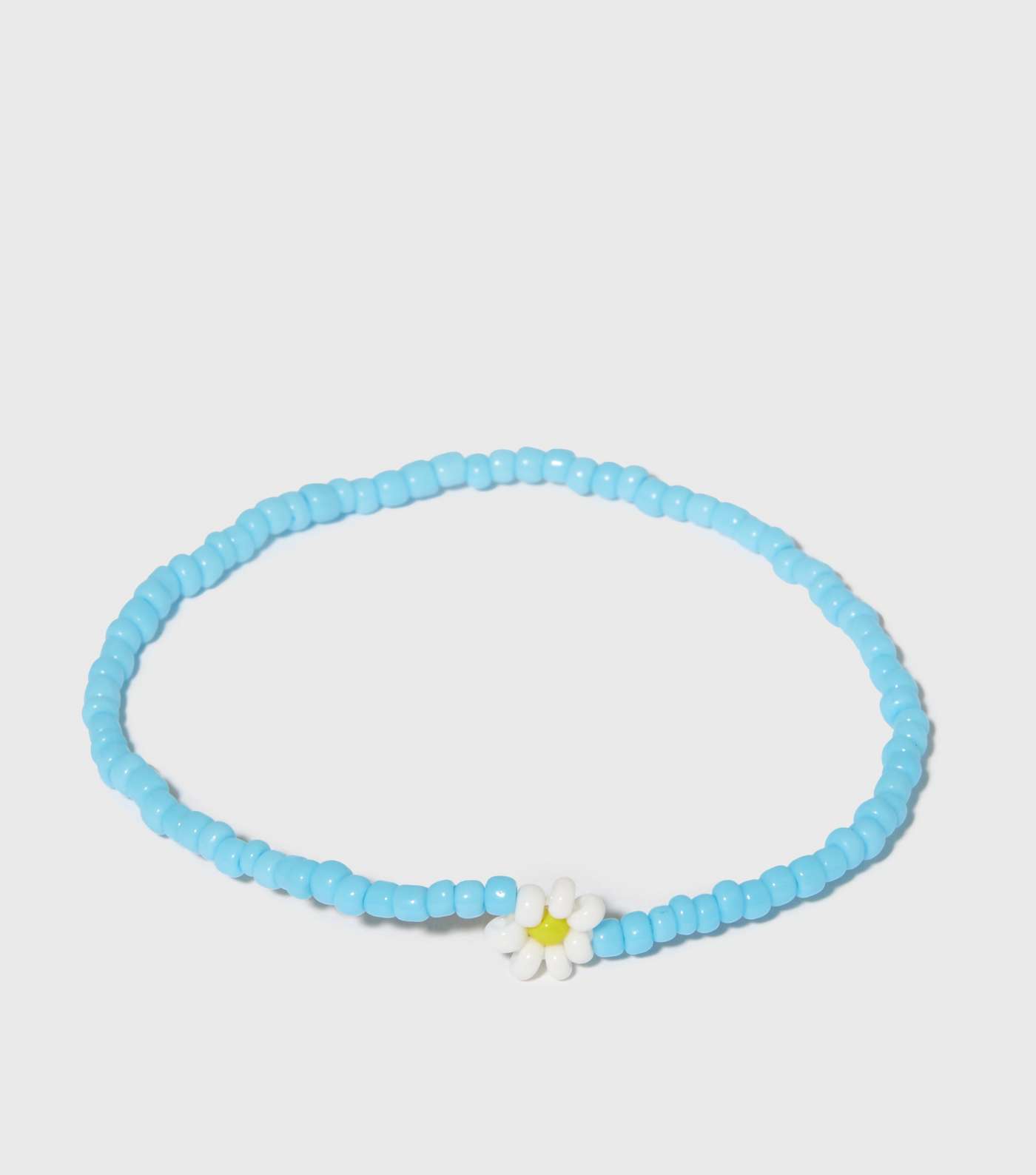 Pale Blue Daisy Beaded Anklet
