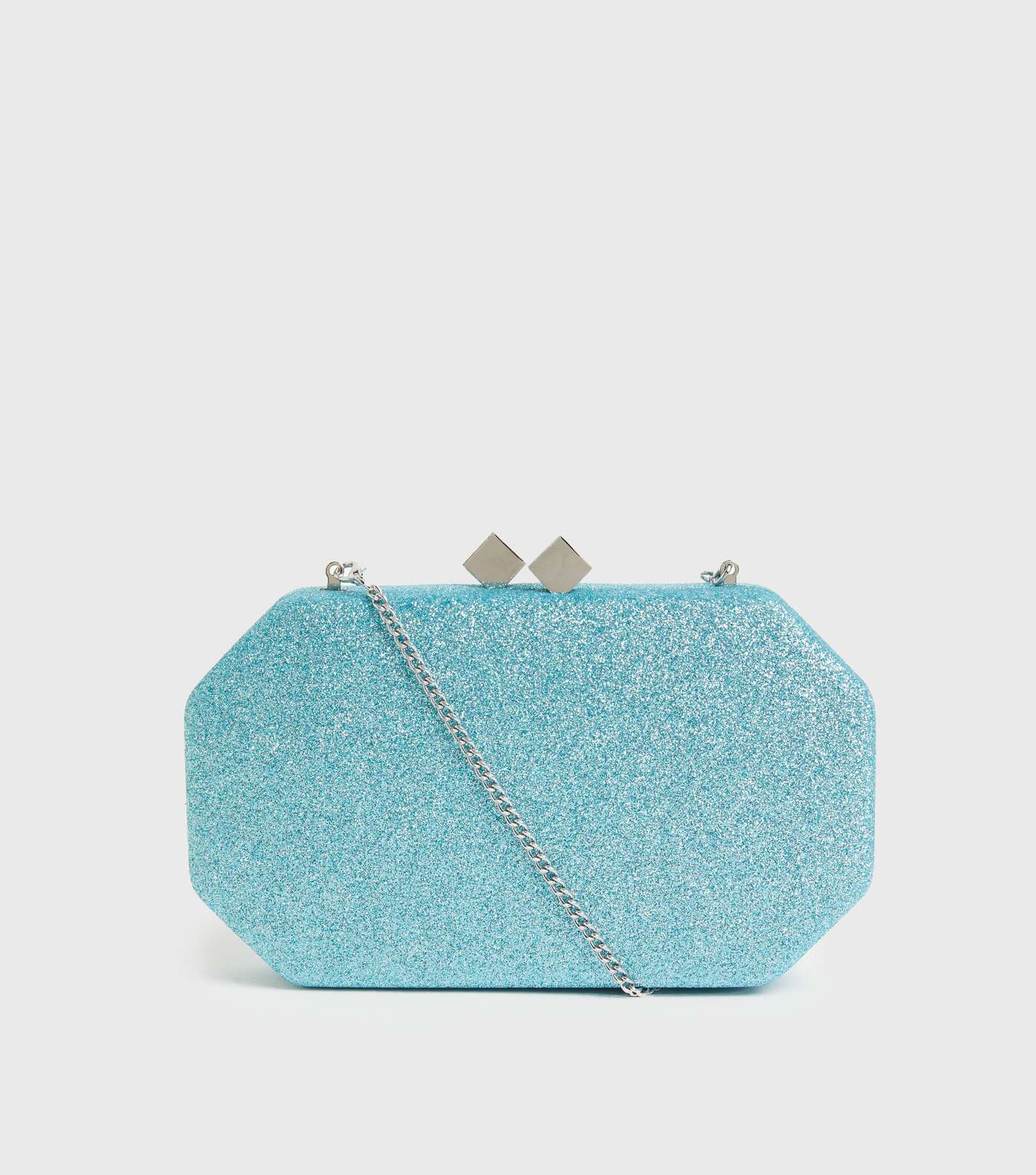 Pale Blue Glitter Box Clutch Bag