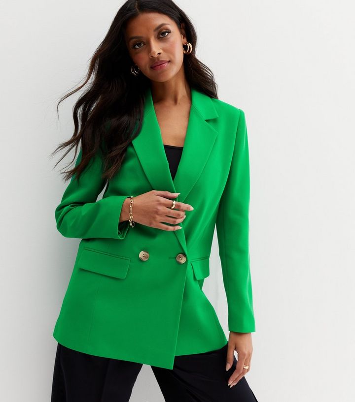 Green Button Front Oversized Blazer | New Look