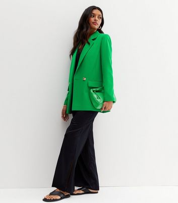 Green Button Front Oversized Blazer