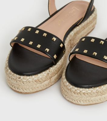 Damen Schuhe & Stiefel Black Studded Chunky Espadrille Sandals