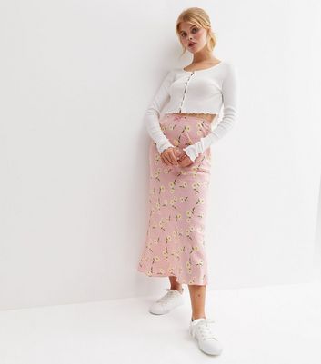 Pink Daisy Spot Midi Skirt New Look