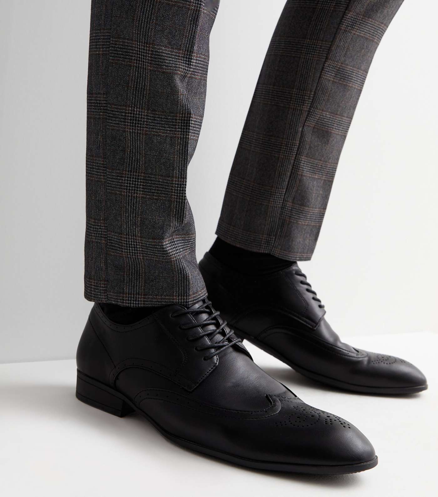 Black Leather-Look Lace Up Brogues Image 2