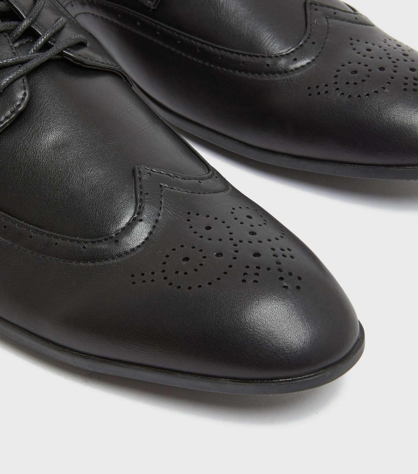 Black Leather-Look Lace Up Brogues Image 4