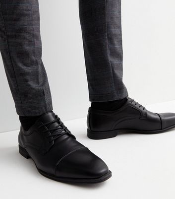 Black Leather Look Oxford Shoes New Look