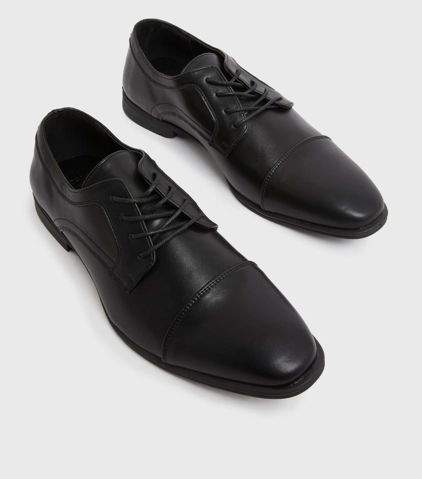 Black Leather-Look Oxford Shoes Image 3