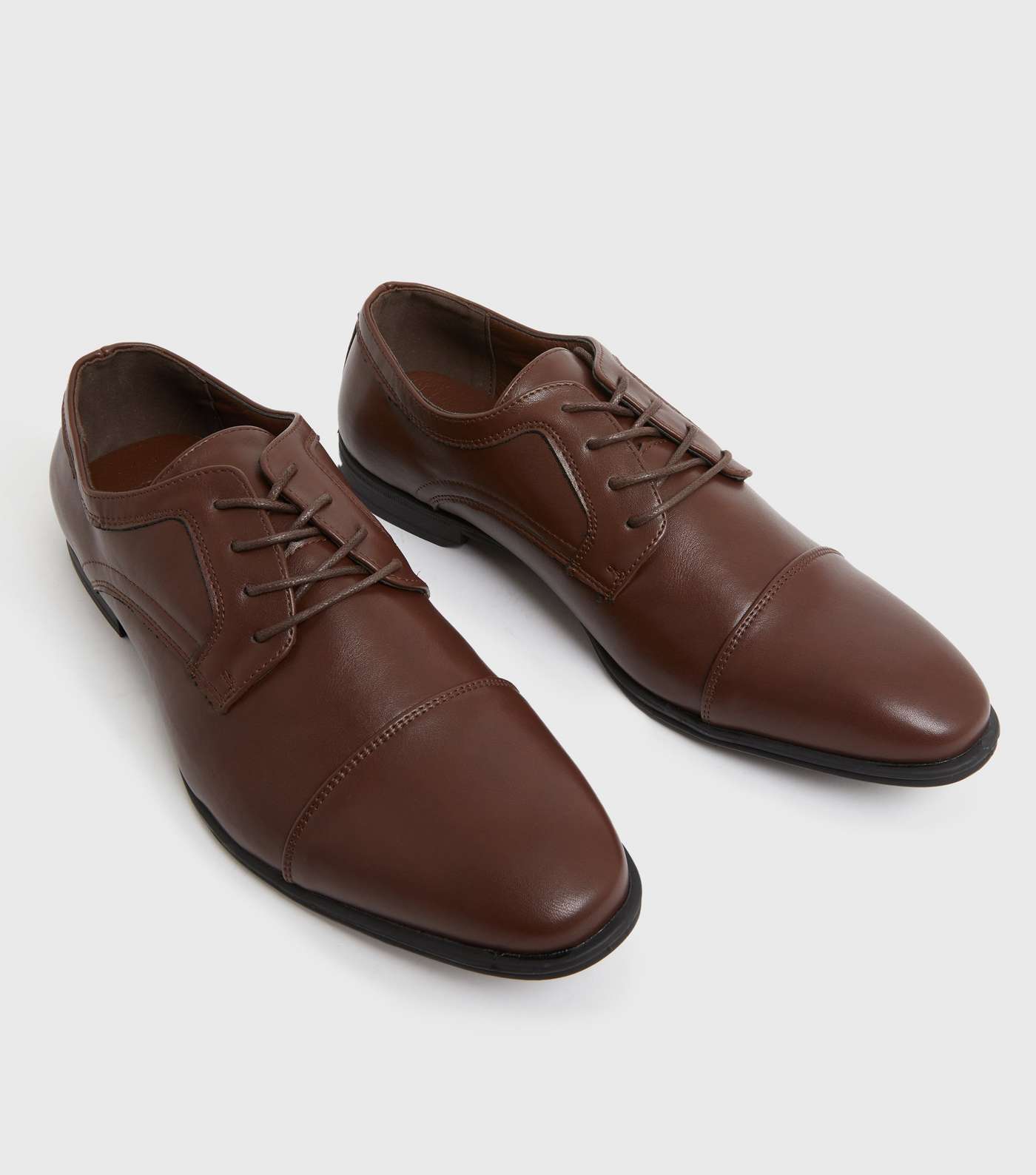 Dark Brown Leather-Look Oxford Shoes Image 3