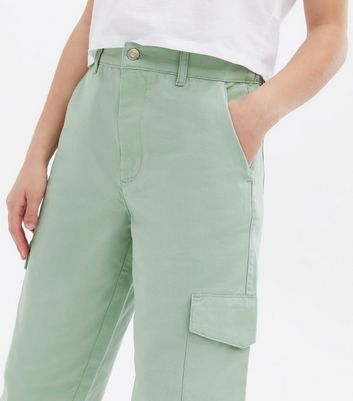 Girls Light Green Wide Leg Cargo 
