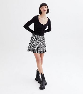 Click to view product details and reviews for Blue Vanilla Black Geometric Mini Tennis Skirt New Look.