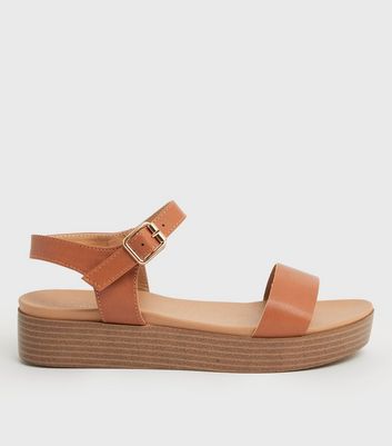 Girls Tan 2 Part Flatform Sandals New Look