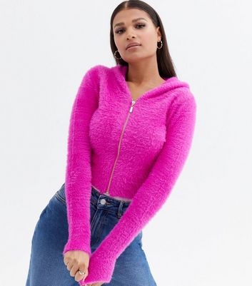 Fluffy hoodie store zip up