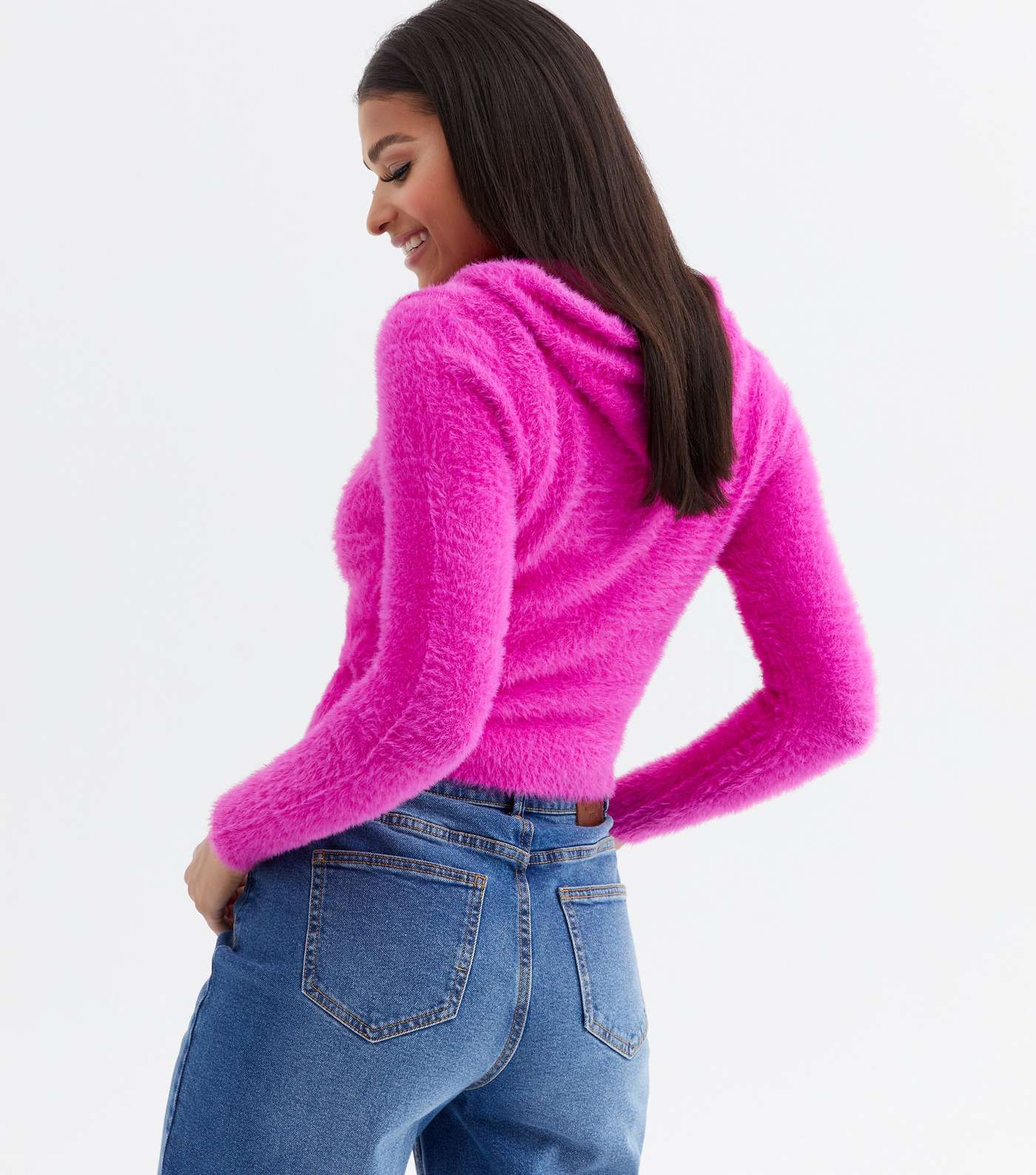 Pink Vanilla Pink Fluffy Knit Zip Hoodie Image 4