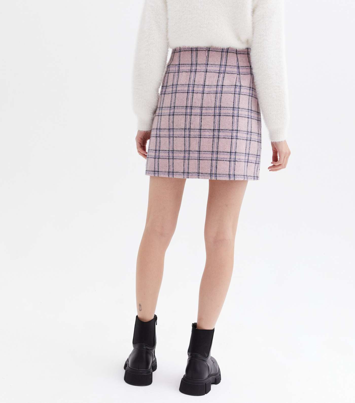 Blue Vanilla Pink Check Zip Mini Skirt Image 4
