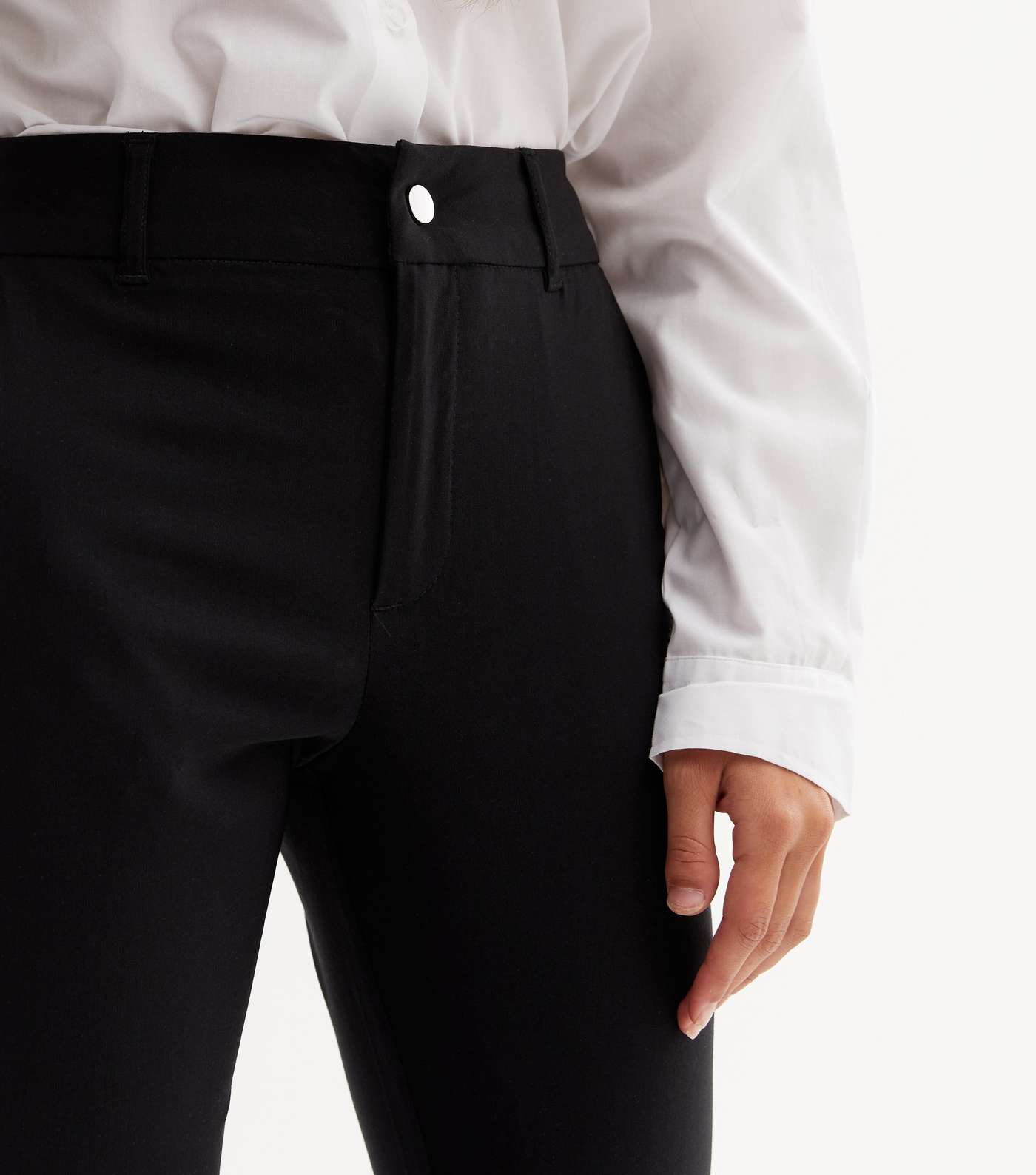 Girls Black Slim Fit Flared School Trousers Image 3