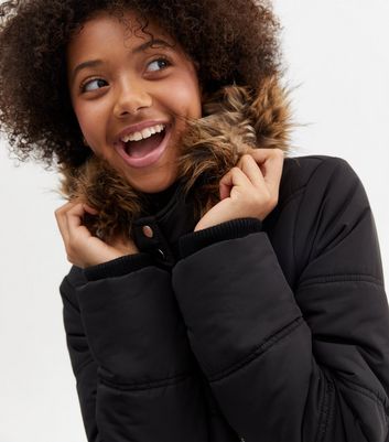 Black faux clearance fur coat girls