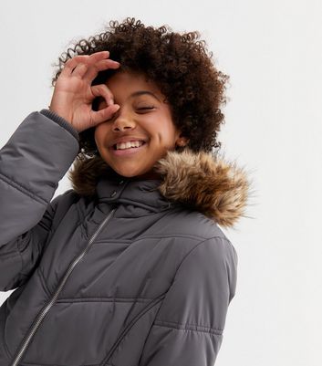 girls grey puffer jacket