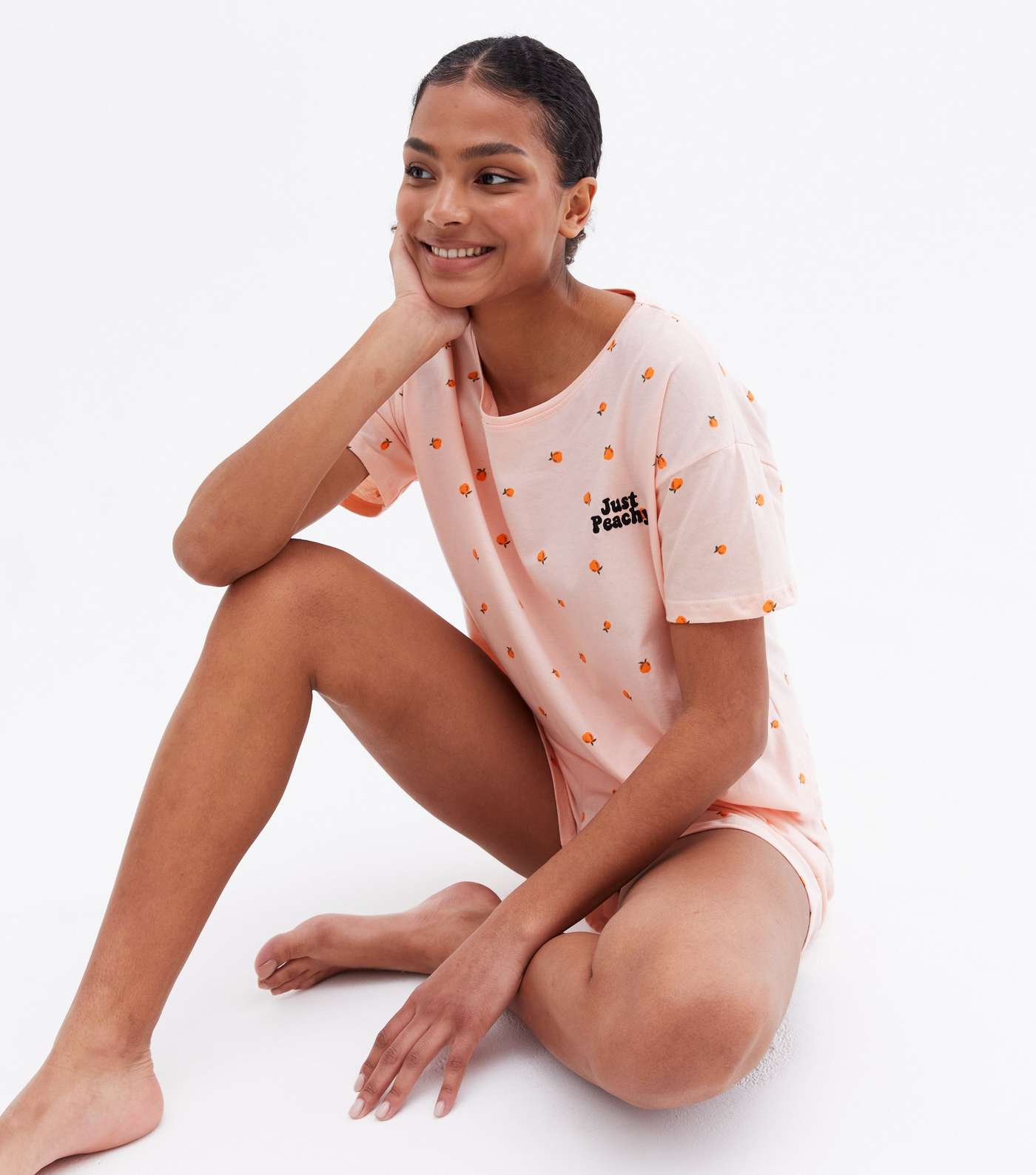 Pink Short Pyjama Set with Peach Logo