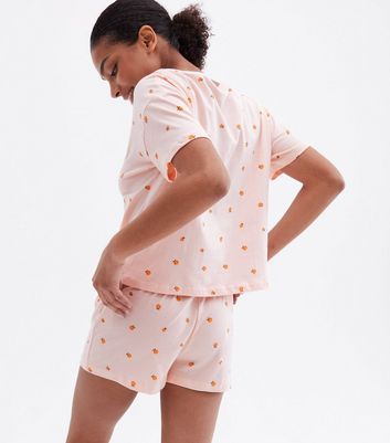 Damen Bekleidung Pink Short Pyjama Set with Peach Logo