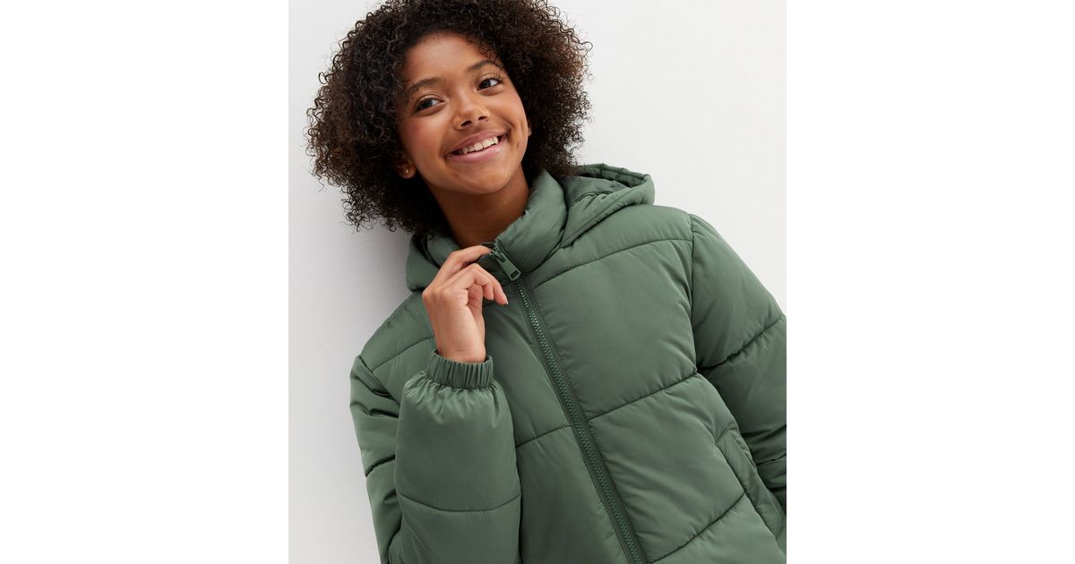 Green Hooded Puffer Jacket | New Look