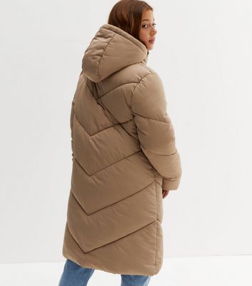 Monki hooded midi puffer coat on sale