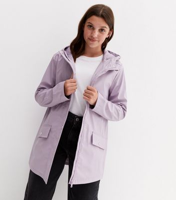 Girls Lilac Pocket Front Hooded Anorak