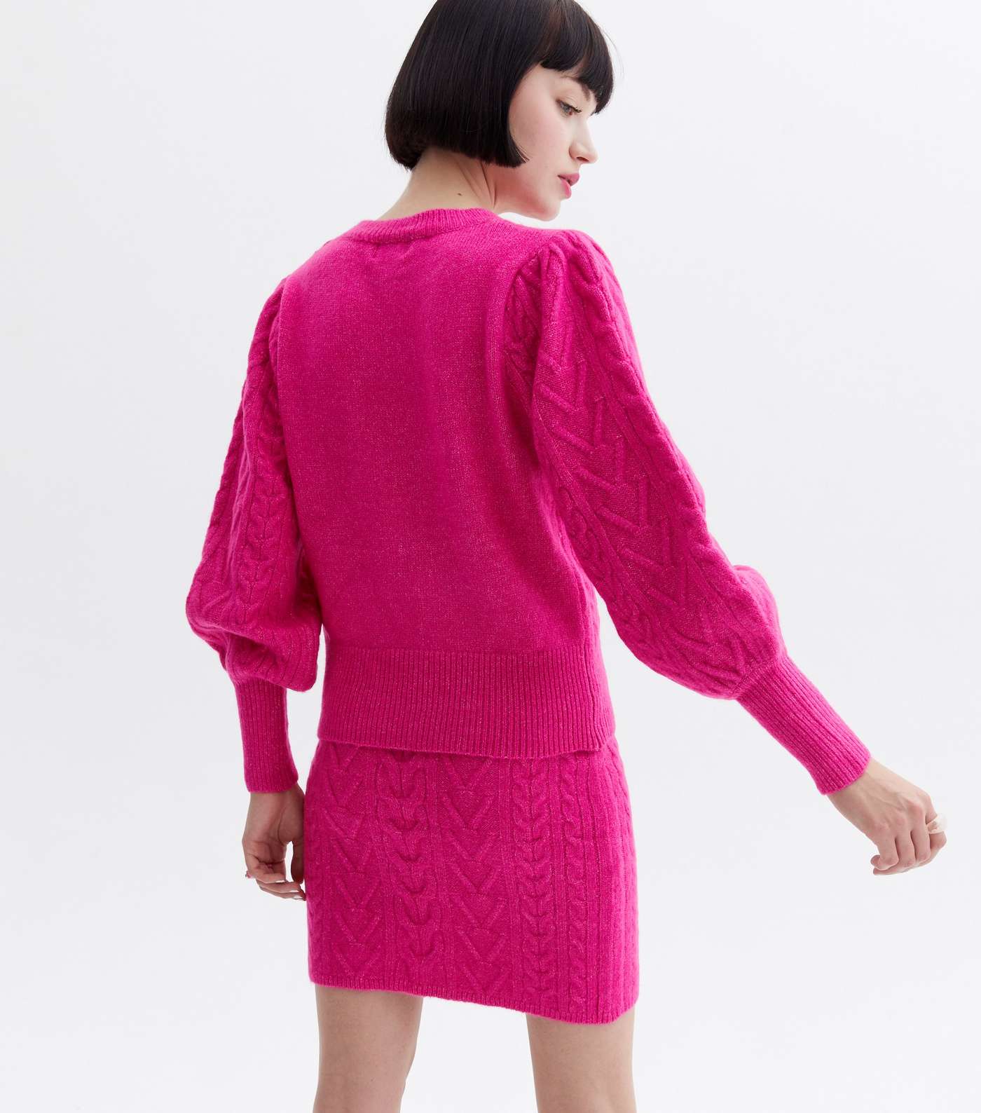 Sunshine Soul Bright Pink Cable Knit Jumper Image 4