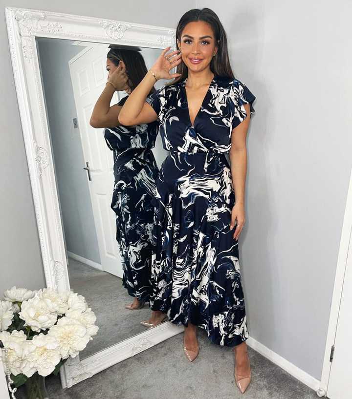 ax paris navy floral maxi wrap dress