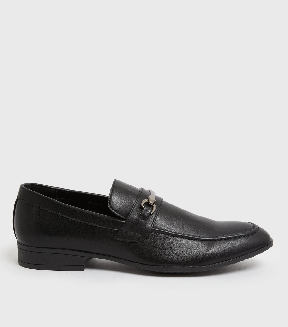 Men's Black Leather-Look D Ring Loafers Vegan New Look