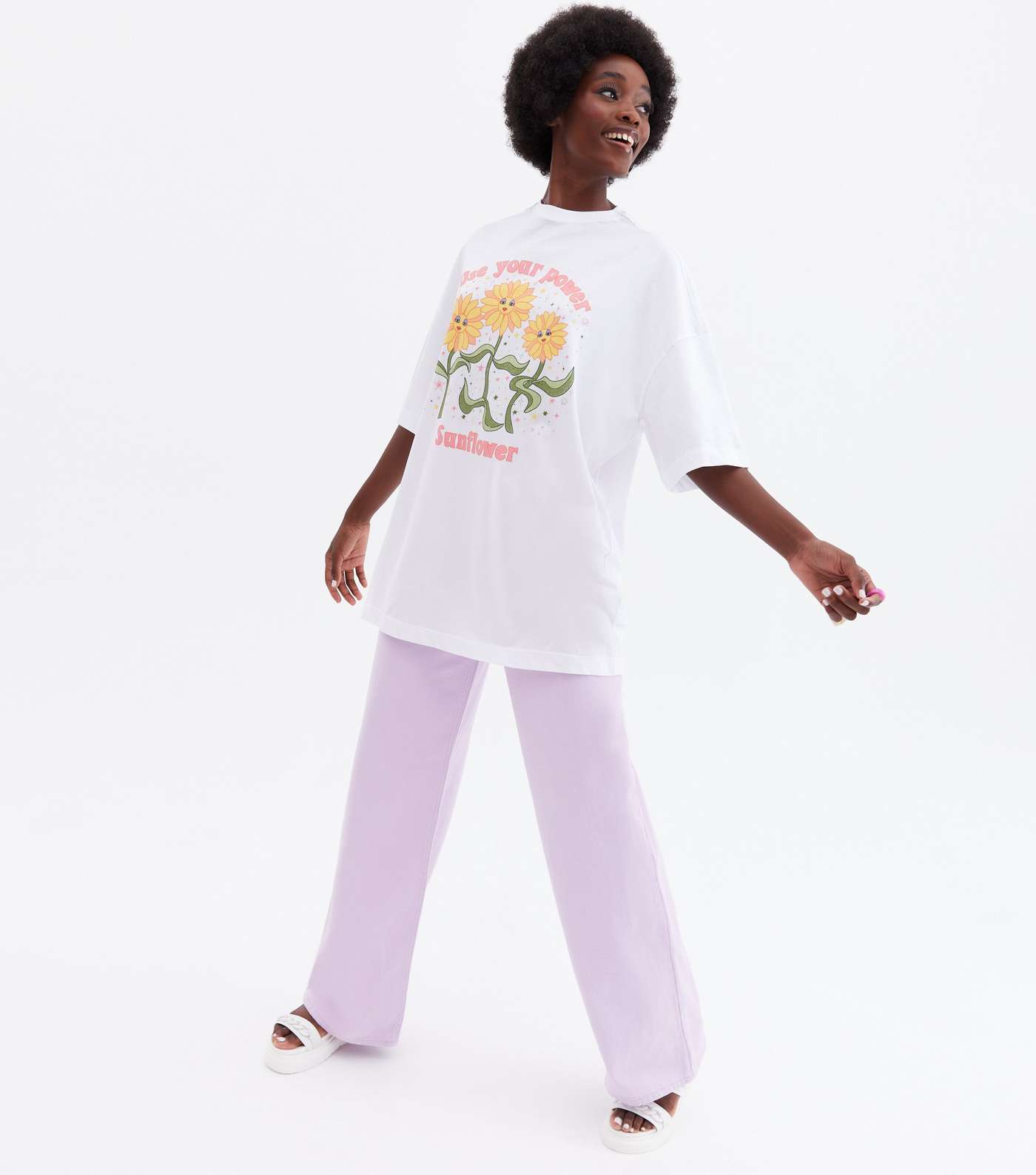Use your Power Sunflower Tall White Oversized Logo T-Shirt Image 2