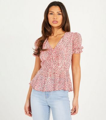 Click to view product details and reviews for Quiz Pink Leopard Print Wrap Peplum Top New Look.