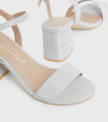 Silver glitter store low heel sandals