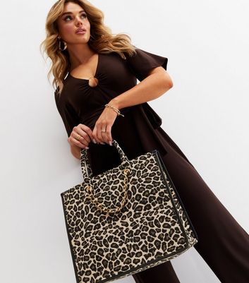 shop for No Haters Please Black Leopard Print Tote Bag New Look at Shopo