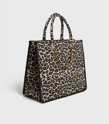 Black Leopard Print Tote Bag 