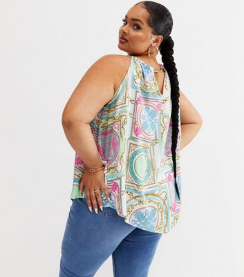 Feel Empowered Blue Chain Satin Scarf 