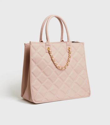 shop for Take Me Anywhere Pale Pink Quilted Tote Bag New Look Vegan at Shopo
